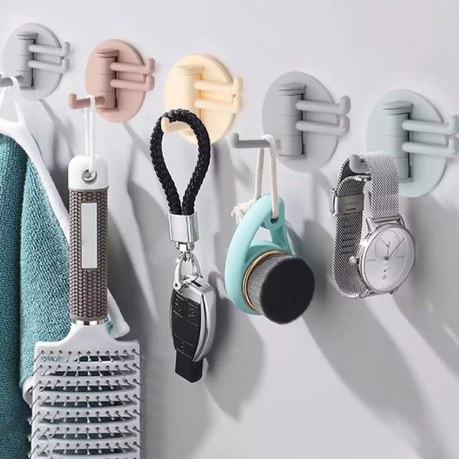 4142 Sticky Hook Household Strong Punch-Free Hook, 180°Foldable Multi-Function Rotatable Hook with 3 Hooks, Suitable for Bathroom, Kitchen, Office (1 Pc) 4142 Sticky Hook Household Strong Punch-Free Hook, 180°Foldable Multi-Function Rotatable Hook with 3 Hooks, Suitable for Bathroom, Kitchen, Office (1 Pc)